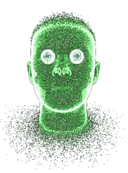 The Visage particle face, alive
